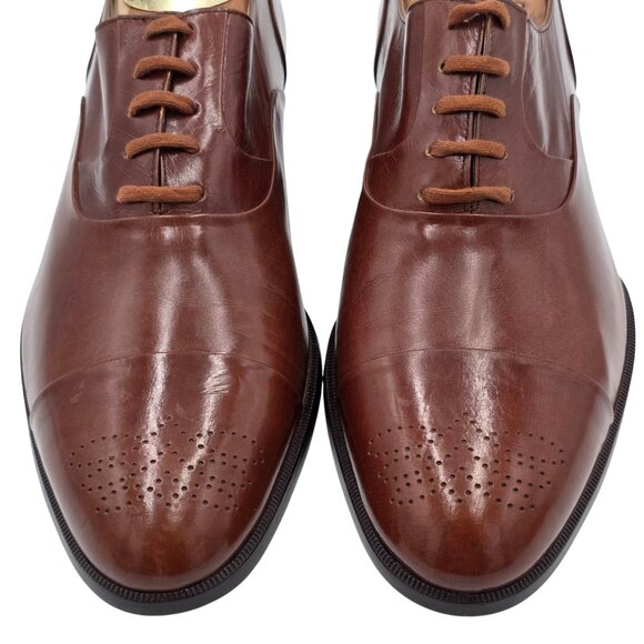 Vintage NEW R. Martegani Italy Mens 9D Brown Leather Oxfords Dress Shoes Italian main image 5